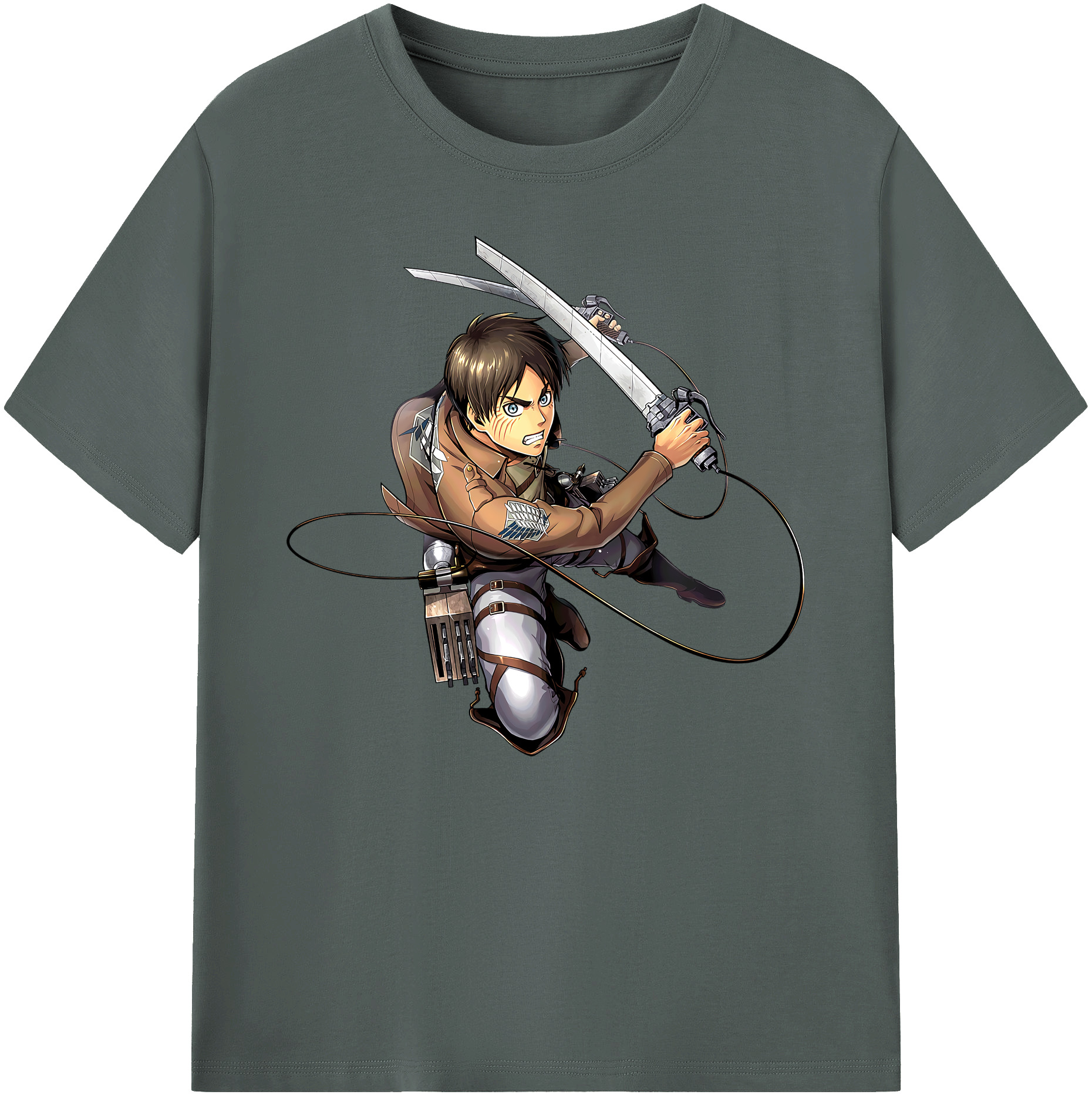 （画像用） 進撃の巨人 エレン･イェーガー Attack on Titan Eren Jäger 綿100％ メンズ半袖Tシャツ｜肌触りやわらか＆通気性